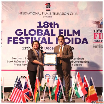Hindi Cinema Samman Conferred on Sharifah Ezneeda Wafa at 18th Global Film Festival Noida 2025