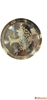 Decorative Bronze Thali Plate with Tree Design Traditional Indian Serving Platter