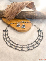 Buy Nayanika Kundan Sterling Silver Necklace Set with Studs ...