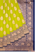 Handpicked Plain Parrot Green Saree Online Mavuris