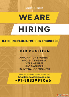 Industrial Automation Jobs for Fresher Engineers in Delhi NCR.