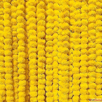 Artificial Marigold Flower Garland Yellow Decorative String for Wedding Festival Party