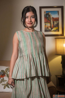 Buy Matcha Espresso Green Stripes Top Online For Women Odhanon