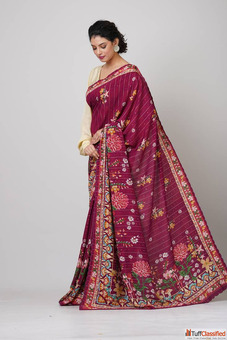 Beautiful Maroon Saree Online - Latest Styles Available at Mirraw
