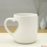Personalized Heart Cut Handle Printed Mugs