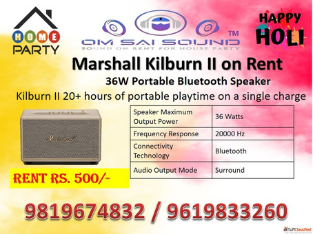 Best Sound System on Rent for Holi 2026 - Marshall Kilburn II