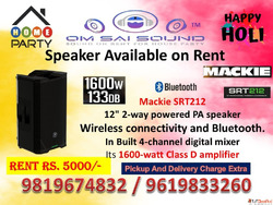 Best Sound System on Rent for Holi 2026 - Mackie SRT212 Spea...