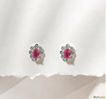 Silver Stone Stud Earrings Stone Studded Silver Earrings Pad...
