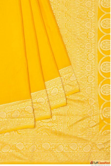 Buy Simple Yellow Saree for Haldi Online Mavuris