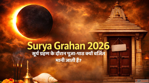 Surya Grahan 2026 सरय गरहण क दरन पज-पठ कय वरजत मन जत ह शसतर म बतए गए नयम और करण