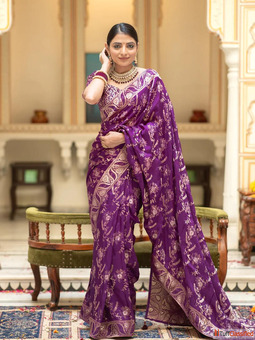 Buy Trendy Purple Saree Online at Best Discount