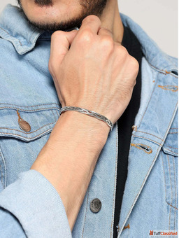 Buy Silver Stainless Steel Retro Adjustable Bracelet For Men By Jewelor