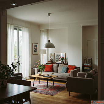 Living Room Design with 3D Tiles Interior Design in Pune