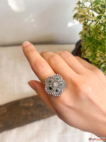 Buy Avanya Oxidised Silver Adjustable Silver Rings For Women...
