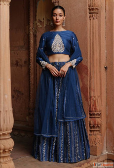 Elegant Navy Blue Lehenga with Exclusive Eid Discounts