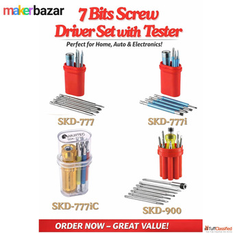 7 Bits Screw Driver Set with Tester - Compact Multi Tool Kit