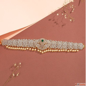 Affordable Silver Vaddanam with Gold Coating Padmam