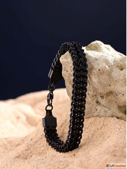 Buy Two Layered Stainless Steel Black Bracelet For Men Online By Jewelor