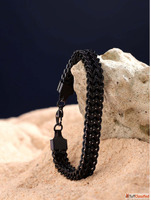 Buy Two Layered Stainless Steel Black Bracelet For Men Onlin...
