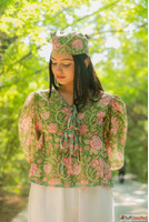 Buy Cotton Green Floral Tie-Up Top For Women By Odhanon