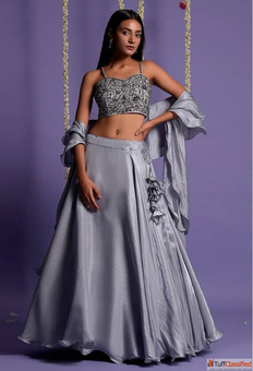 Elegant Grey Lehenga with Huge Eid Discounts