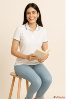 Elegant White Polo Formal T Shirt for Women Office