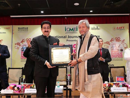 Tirath Singh Rawat Presented with Patronship of 14th Global Festival of Journalism AVGC Noida 2026
