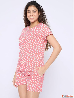 Night Suit for Women - Cotton Top Pajama Sleepwear Set Comfortable Women Nightwear