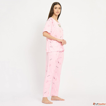 Women Night Suit Cotton Pyjama Set Soft Comfortable Sleepwear Nightwear Lounge Wear Set