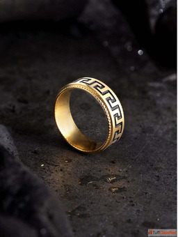 Buy Golden Stainless Steel Pattern Ring For Men Online By Jewelor
