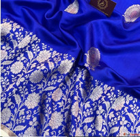 Royal Blue Pure Silk Handloom Banarasi Saree