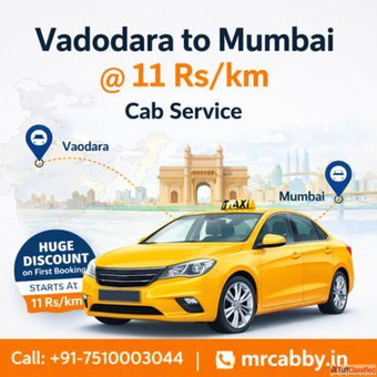 MrCabby Vadodara to Mumbai Cab Service Available 247