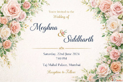 Floral Digital Wedding Invitation Templates Elegant E-Invite...