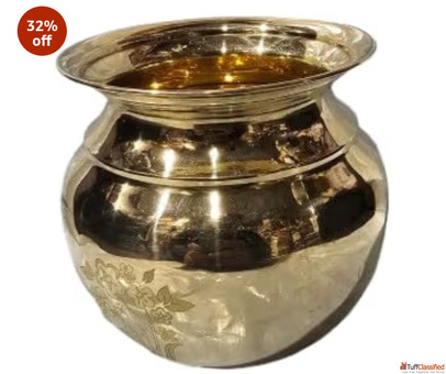 Brass Kalash Medium Size Traditional Brown 20 cm.