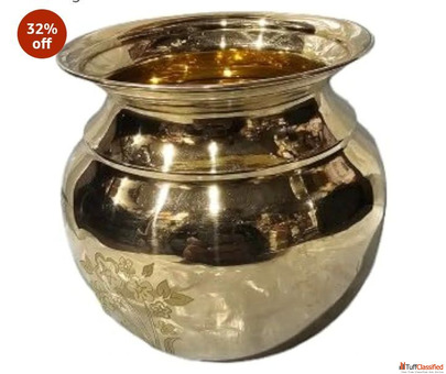 Brass Kalash Medium Size Traditional Brown 20 cm Height 32 off
