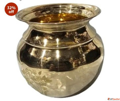 Brass Kalash Medium Size Traditional Brown 20 cm Height 32 o...