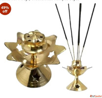 Brass Incense Stick Holder Star Design Agarbatti Stand for P...