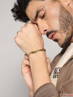 Buy Golden Cuban Stainless Steel Bracelets For Men By Jewelor