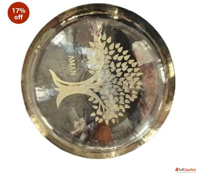 Decorative Bronze Thali Plate with Tree Design Traditional Indian Serving Platter 17 off