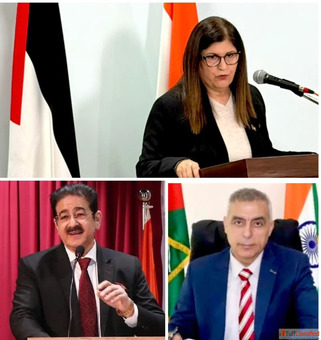 Dr Sandeep Marwah Attends High-Level Conference at Embassy of Palestine During Visit of Palestinian 