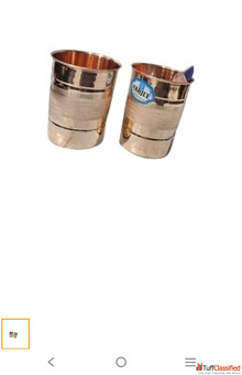 Copper Drinking Glass Set Traditional Design 2 Pieces