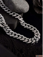 Buy Stainless Steel Silver Diamond Cuban Chain For Men Onlin...