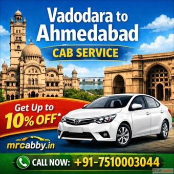 Reliable Vadodara to Ahmedabad Cab Service - Book Today