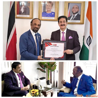 H.E. Chandradath Singh Honours Sandeep Marwah for Strengthening Indo-Trinidad Tobago Cultural Relati