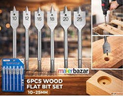 6pcs Spade Drill Bit Set 10-25mm - Flat-Head Hex-Shank Wood ...