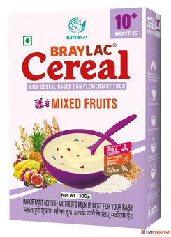 Braylac Mixed Fruit Infant Cereal with Milk for 10-24 Months Apple Banana Fruits Mix Baby Cereal for