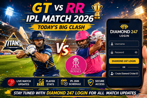 Diamond 247 Login Guide for GT vs RR IPL 2026 Match - Teams Timing Insights
