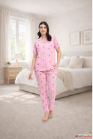 Women Night Suit Set - Soft Cotton Printed Nightwear for Wom...