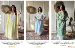 Blue Cotton Chikankari Kurti Nazrana Chikan Kurti Online