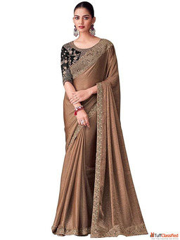Elegant Sheer Drape with Designer Thread Detailing Festive Party Wear Ethnic Outfit Set